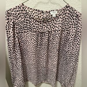 J Crew factory Long-sleeve leopard top with piping sz L